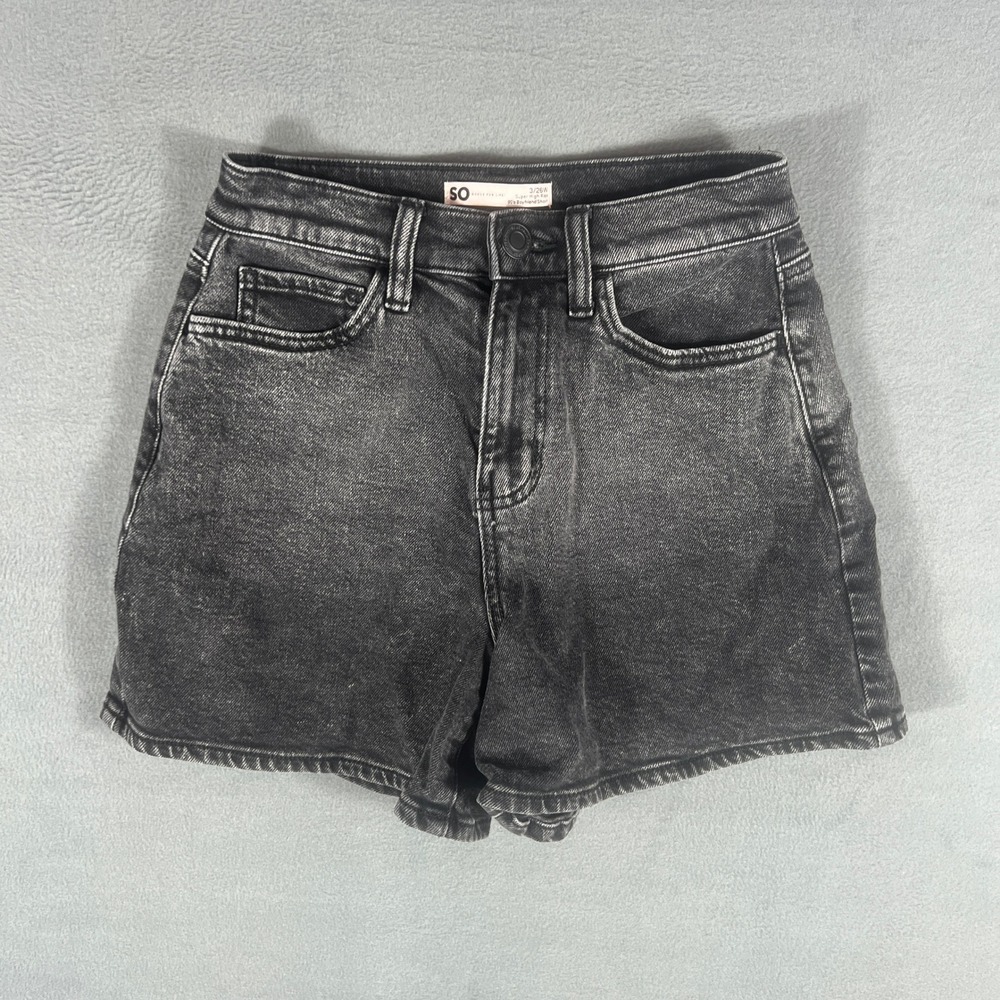 SO Juniors Denim Shorts 3/26W Black Acid Wash 90s Boyfriend Super High Rise Y2K